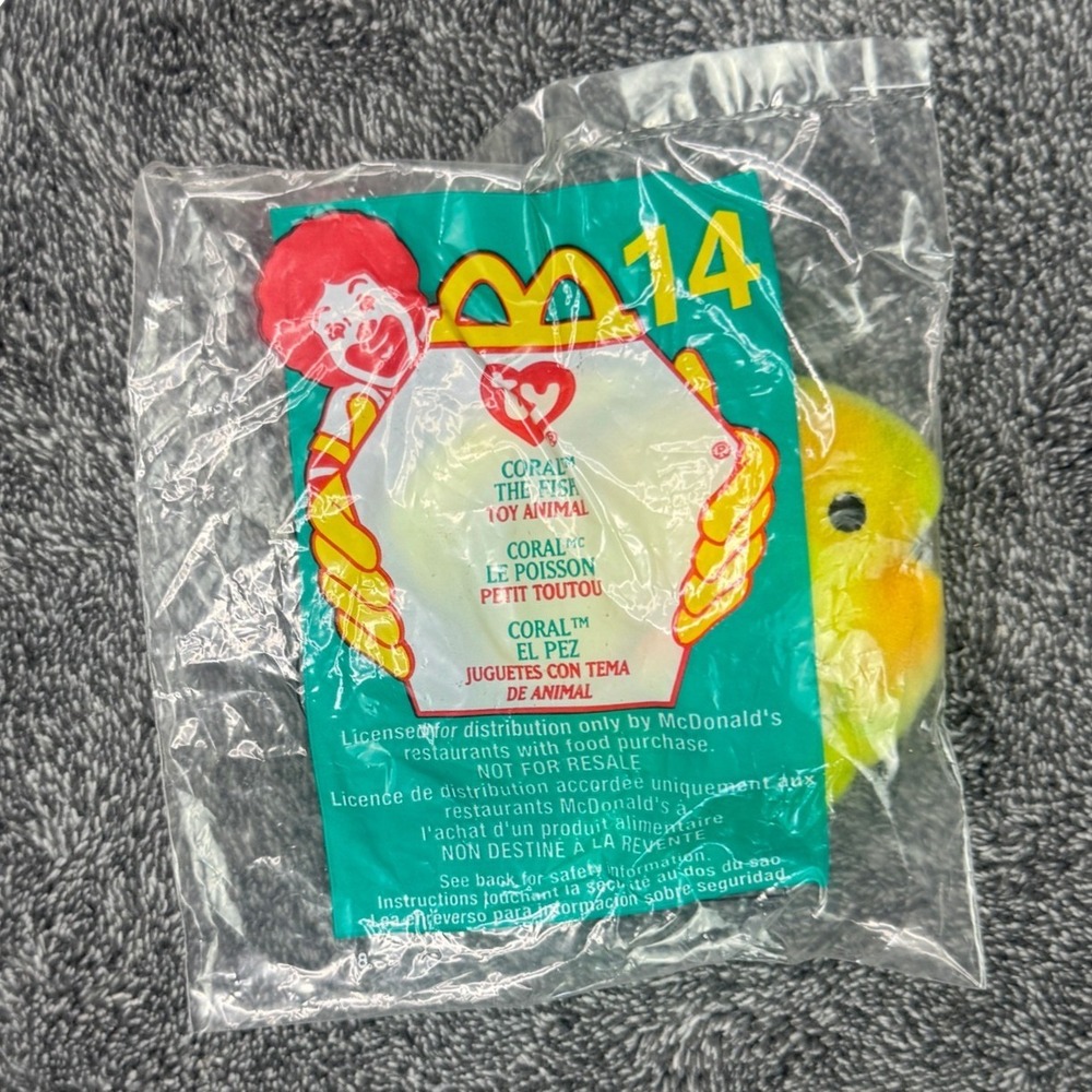 Ty Teenie Beanie Baby Coral the Fish 2000 McDonalds Happy Meal Toy 14 Sealed